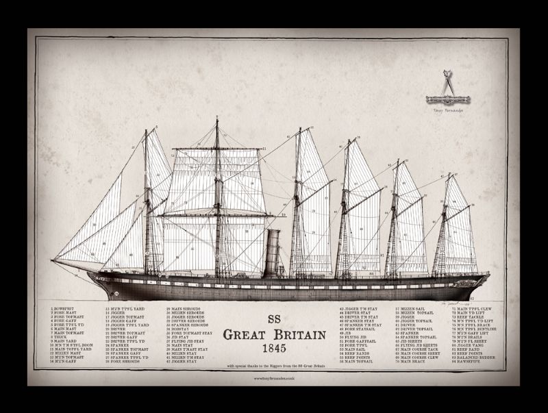16) SS Great Britain 1845 by Tony Fernandes - signed open print